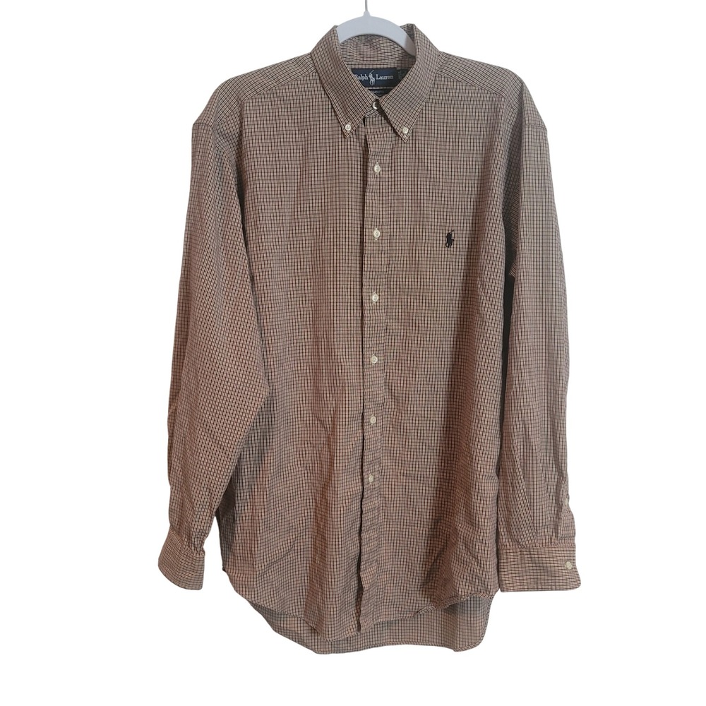 Ralph Lauren Yarmouth Mens‎ 16 34/35 Pinpoint Oxford Shirt Burgundy Micro Check